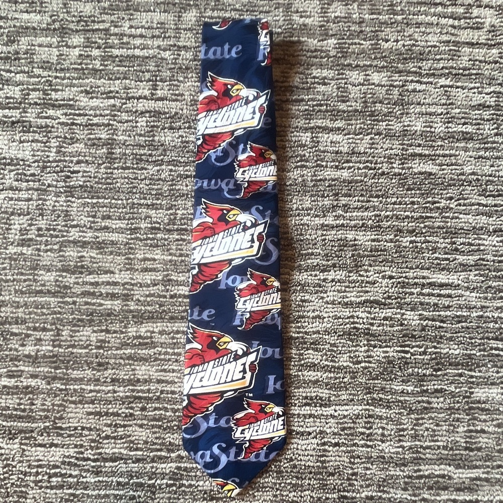 Iowa State Cyclones Men's Navy Blue/Red/White/Yellow‎ Logo Novelty Tie